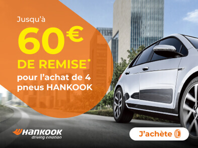 Jusqu'à 60€ de remise pour l'achat de 4 pneus HANKOOK*