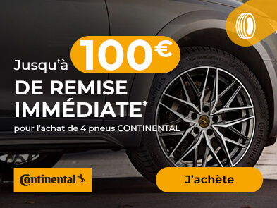 Jusqu'à 100€ de remise immédiate pour l'achat de 4 pneus Continental