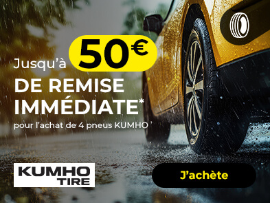 Jusqu'à 50€ de remise immédiate pour l'achat de 4 pneus Kumho