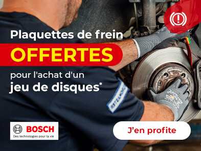 Plaquettes de frein offertes pour l'achat d'un jeu de disques