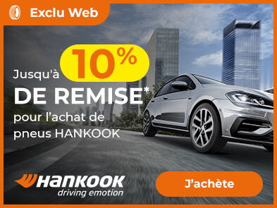 Jusqu'à 10% de remise immédiate pour l'achat de 4 pneus HANKOOK