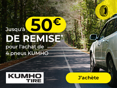 Jusqu'à 50€ de remise immédiate* pour l'achat de 4 pneus KUMHO
