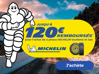Jusqu'à 120€ remboursés* pour l'achat de 4 pneus MICHELIN tourisme et été