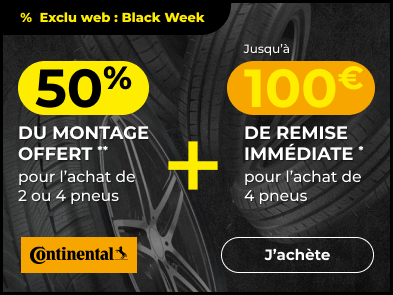 50% du montage offert pour l'achat de 2 ou 4 pneus CONTINENTAL
