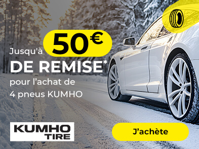 Jusqu'à 50€ de remise immédiate* pour l'achat de 4 pneus KUMHO