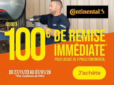 Jusqu'à 100€ de remise immédiate * pour l'achat de 4 pneus