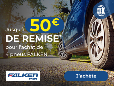 Jusqu'à 50€ de remise immédiate* pour l'achat de 4 pneus FALKEN