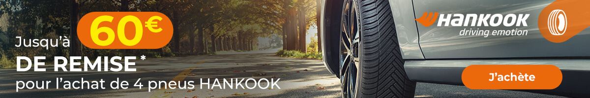 CN7 - Jusqu'à 60€ de remise immédiate* pour l'achat de 4 pneus Hankook Jusqu'à 60€ de remise immédiate* pour l'achat de 4 pneus Hankook