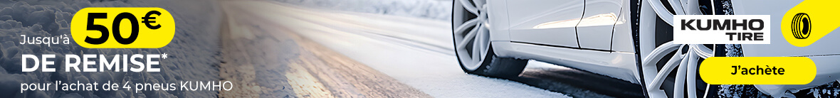 Jusqu'à 50€ de remise immédiate* pour l'achat de 4 pneus KUMHO