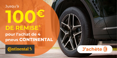 Jusqu'à 100€ de remise immédiate* pour l'achat de 4 pneus Continental
