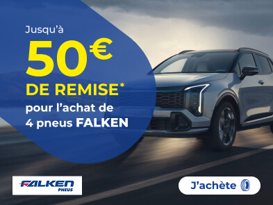 Jusqu'à 50€ de remise immédiate* pour l'achat de 4 pneus FALKEN