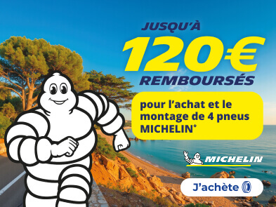 Jusqu'à 120€ remboursés pour l'achat et le montage de 4 pneus MICHELIN*