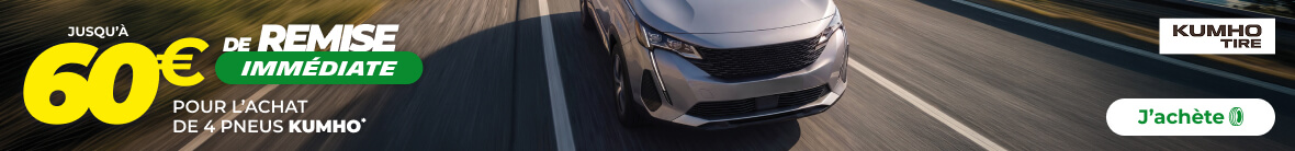 Jusqu'à 60€ de remise immédiate* pour l'achat de 4 pneus KUMHO