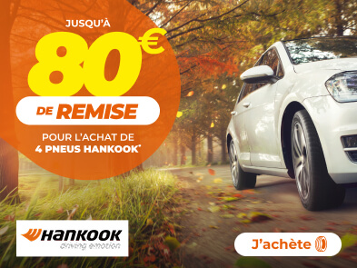 Jusqu'à 80€ de remise pour l'achat de 4 pneus HANKOOK