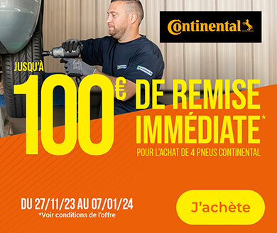 Jusqu'à 100€ de remise immédiate pour l'achat de 4 pneus